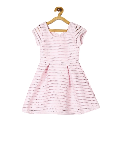 

The Childrens Place Girls Pink Self Design Jacquard Fit and Flare Dress