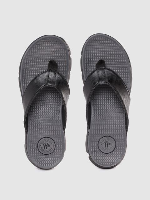 

Roadster Men Black & Charcoal Grey Perforated Thong Flip-Flops