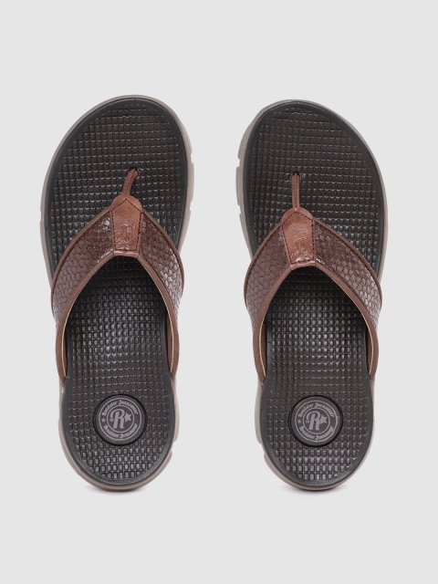 

Roadster Men Brown & Black Basketweave Textured Thong Flip-Flops