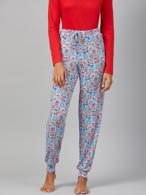 

Marks & Spencer Women Blue & Red Floral Printed Lounge Joggers