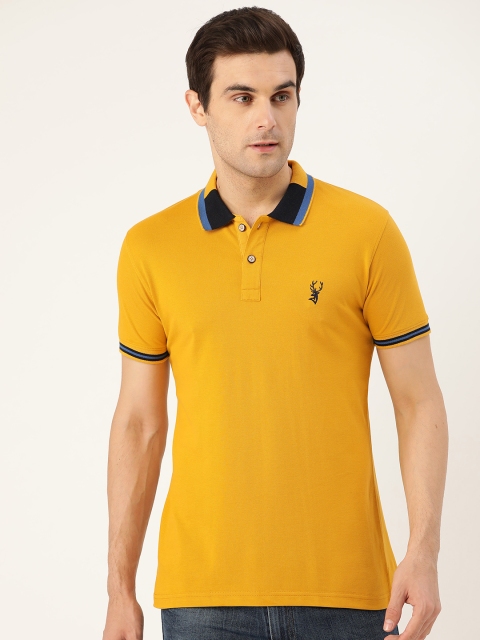 

PORTBLAIR Men Mustard Yellow Solid Polo Collar T-shirt