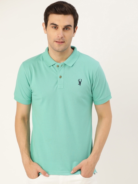 

PORTBLAIR Men Sea Green Solid Polo Collar T-shirt