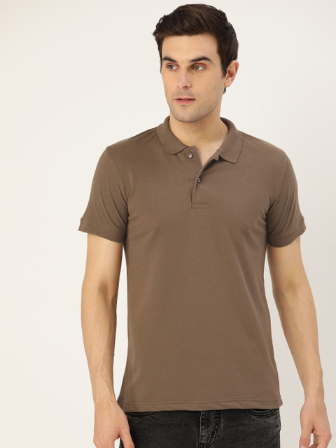 

PORTBLAIR Men Brown Solid Polo Collar T-shirt