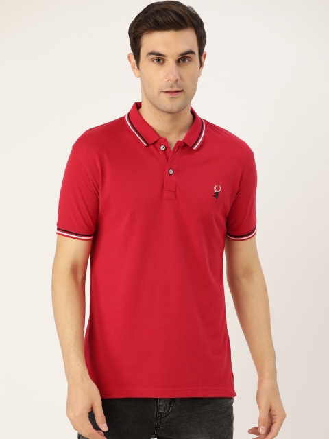 

PORTBLAIR Men Red Solid Polo Collar T-shirt