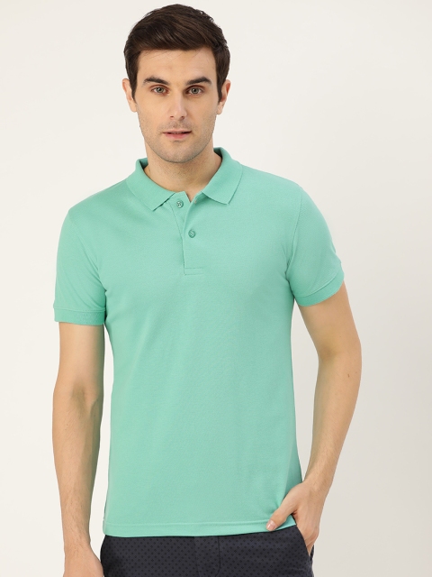 

PORTBLAIR Men Sea Green Solid Polo Collar T-shirt