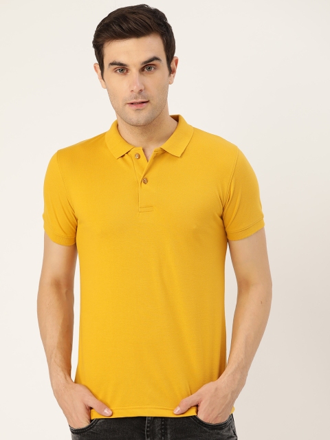 

PORTBLAIR Men Mustard Yellow Solid Polo Collar T-shirt