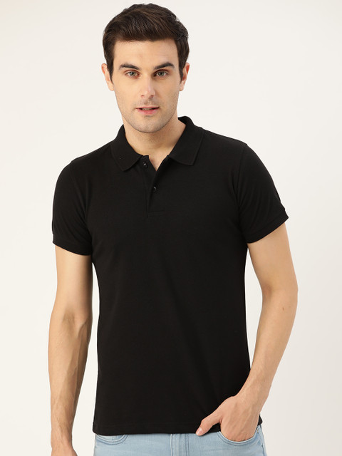 

PORTBLAIR Men Black Solid Polo Collar T-shirt