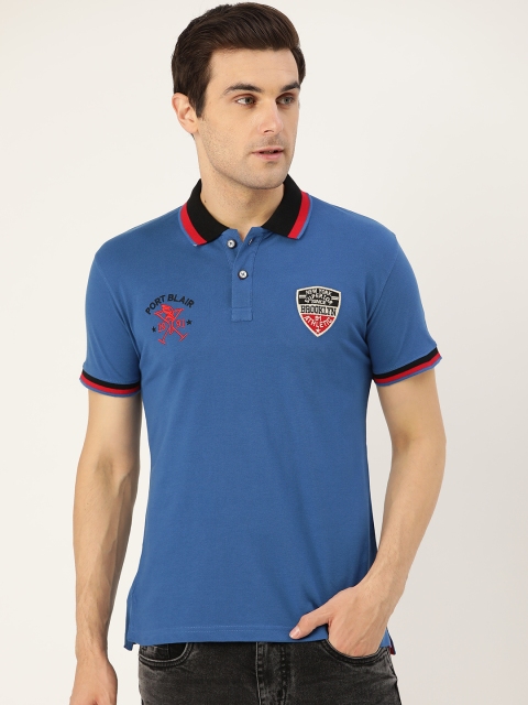 

PORTBLAIR Men Navy Blue Solid Polo Collar T-shirt