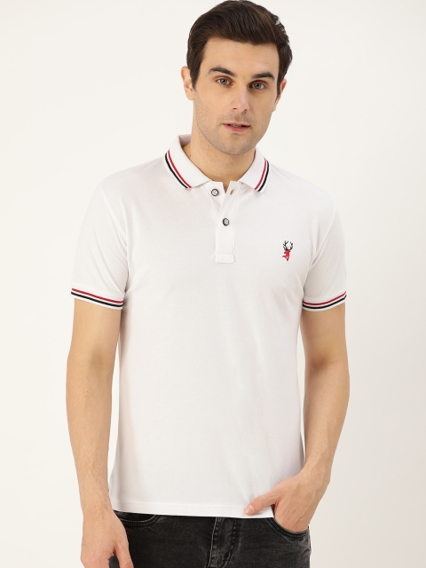 

PORTBLAIR Men White Solid Polo Collar T-shirt