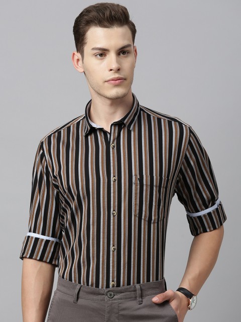 

Van Heusen Sport Men Brown & Black Slim Fit Striped Casual Shirt