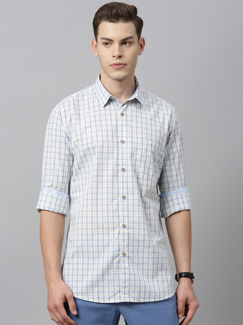 

Van Heusen Sport Men Green & Blue Slim Fit Checked Casual Shirt