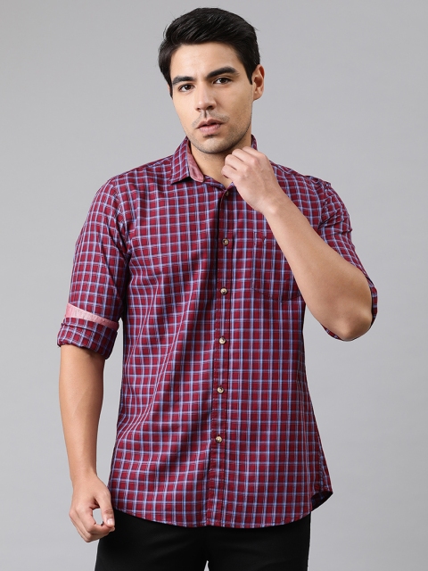 

Van Heusen Sport Men Red & Blue Slim Fit Checked Casual Shirt