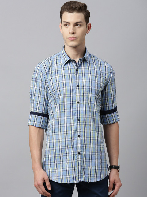 

Van Heusen Sport Men Blue & White Slim Fit Checked Casual Shirt