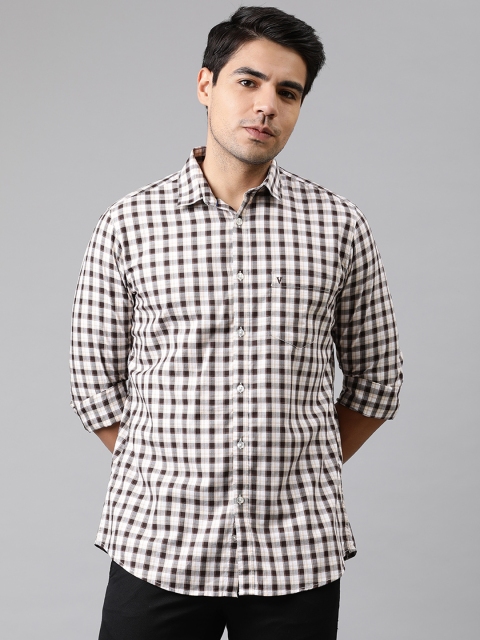 

Van Heusen Sport Men Brown & Off-White Slim Fit Checked Casual Shirt