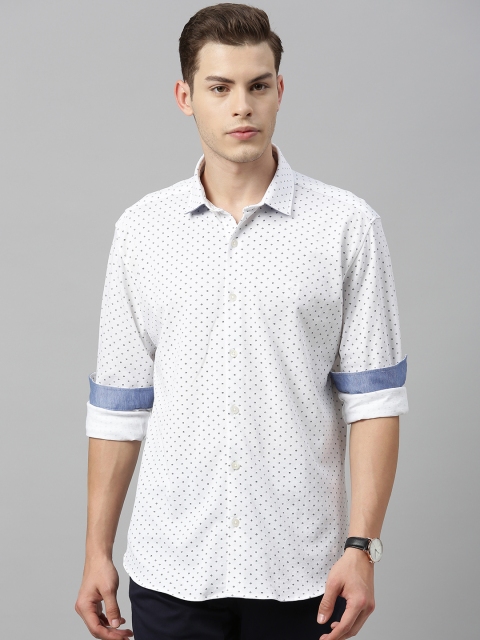 

Van Heusen Sport Men White & Navy Blue Slim Fit Micro Ditzy Printed Casual Shirt