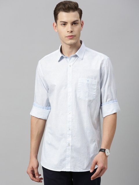 

Van Heusen Sport Men White & Blue Slim Fit Printed Casual Shirt