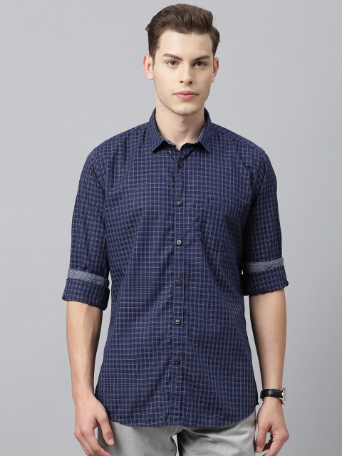 

Van Heusen Sport Men Navy Blue & White Slim Fit Checked Casual Shirt