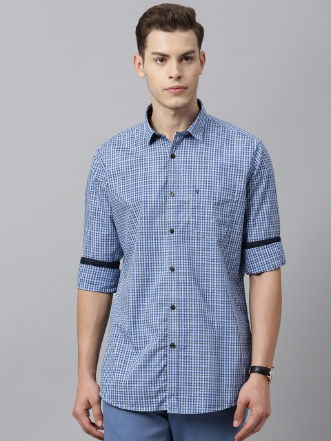 

Van Heusen Sport Men Blue & Yellow Slim Fit Checked Casual Shirt