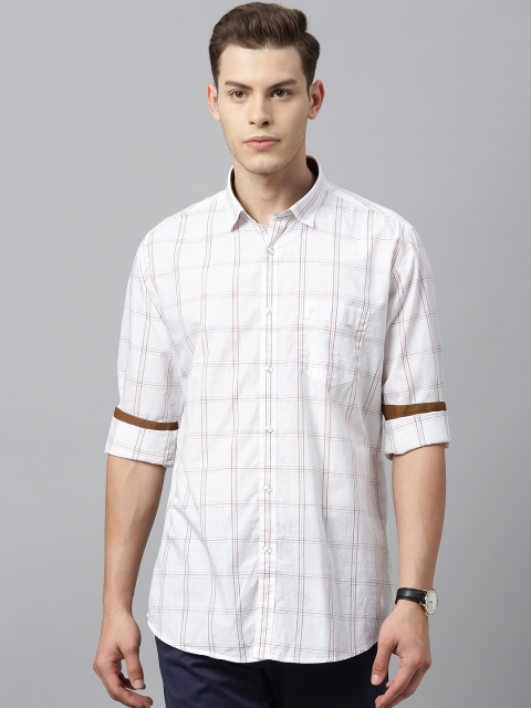 

Van Heusen Sport Men White & Brown Slim Fit Checked Casual Shirt