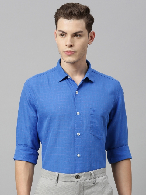 

Van Heusen Sport Men Blue & Pink Slim Fit Checked Smart Casual Linen Shirt