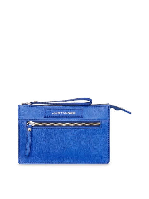 

Justanned Women Blue Textured Zip Around Leather Wallet