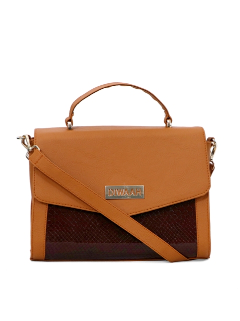 

Diwaah Tan-Brown And Black Colourblocked Handheld Bag