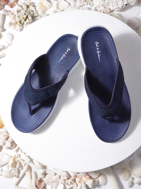 

Mast & Harbour Men Navy Blue Self Design Thong Flip-Flops