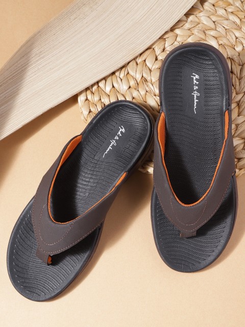 

Mast & Harbour Men Coffee Brown Solid Thong Flip-Flops