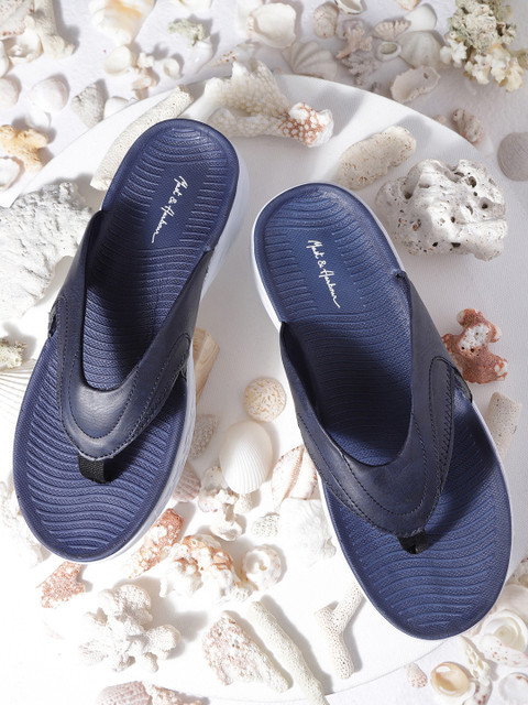 

Mast & Harbour Men Navy Blue Solid Thong Flip-Flops