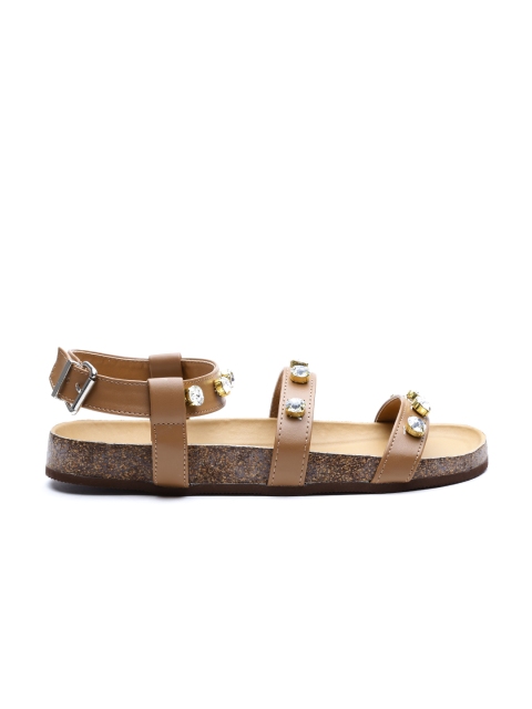 

Qupid Women Brown Stone-Studded Flats