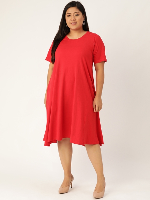 

Revolution Women Red Solid Plus Size A-Line Dress