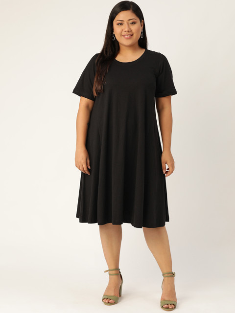 

Revolution Women Black Plus Size Solid A-Line Dress