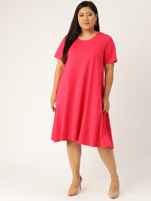 

Revolution Women Pink Plus Size Solid A-Line Dress