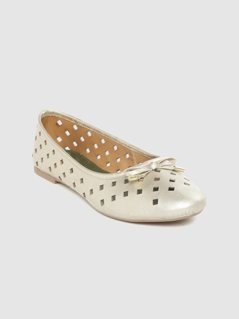 

Carlton London Women Muted Gold-Toned Laser Cut Leather Ballerinas
