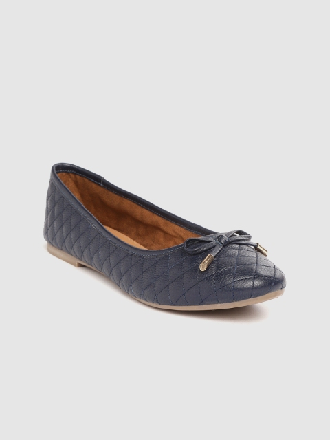 

Carlton London Women Navy Blue Leather Quilted Ballerinas
