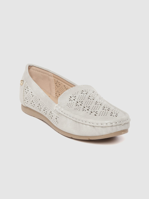 

Carlton London Women Grey Laser Cut Loafers