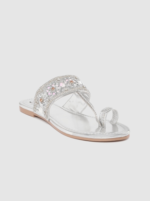 

Carlton London Women Silver-Toned Embellished One Toe Flats