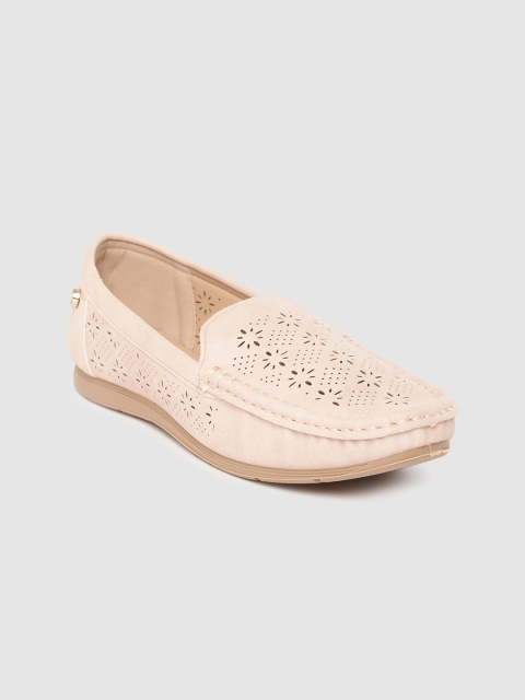 

Carlton London Women Peach-Coloured Laser Cut Loafers