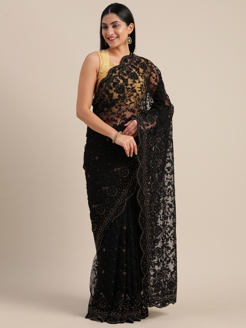 

Mitera Black Embroidered Net Party Saree