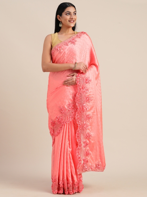 

Mitera Pink Embellished Satin Celebrity Saree