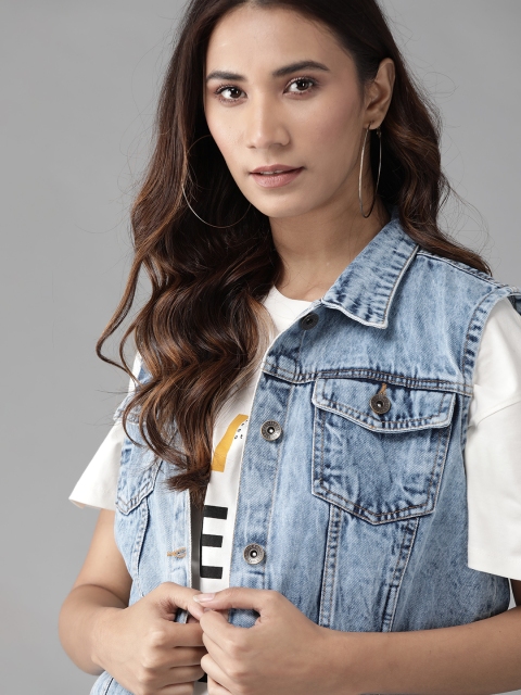 

Roadster Women Blue Washed Denim Jacket