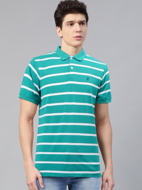 

Allen Solly Men Blue & White Striped Polo Collar T-shirt