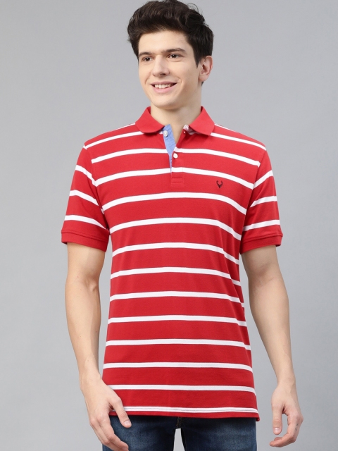 

Allen Solly Men Red & White Striped Polo Collar T-shirt
