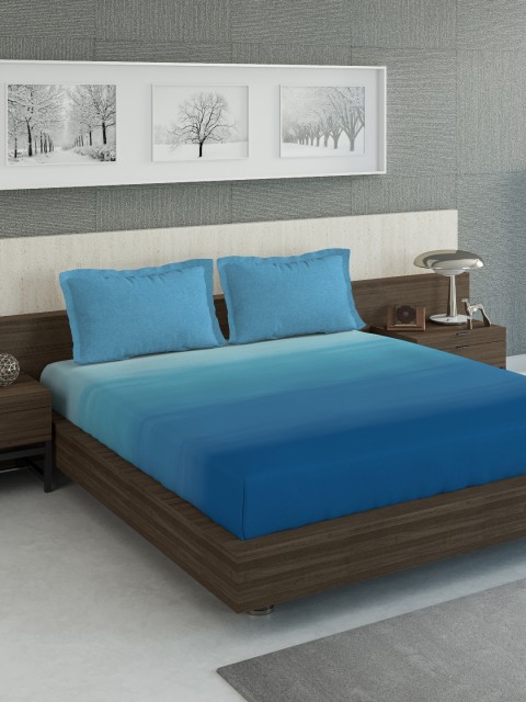 

DDecor Blue Striped 140 TC Cotton 1 King Bedsheet with 2 Pillow Covers
