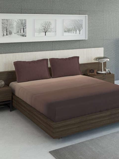 

DDecor Brown Solid 140 TC Cotton 1 King Bedsheet with 2 Pillow Covers