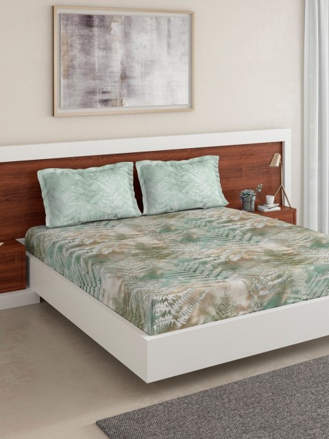 

DDecor Green & Brown Floral 180 TC Cotton 1 King Bedsheet with 2 Pillow Covers