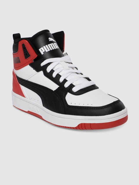 

Puma Unisex White & Black Rebound JOY Mid-Top Sneakers
