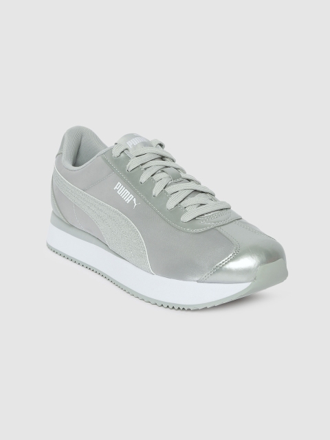 

Puma Women Silver-Toned Turino Stacked Glitter Sneakers