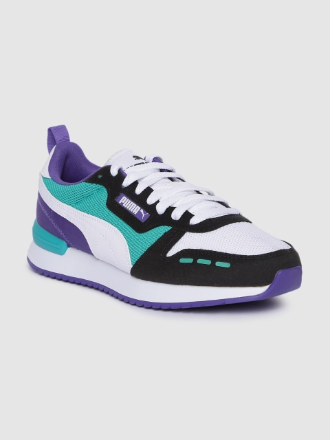 

Puma Unisex White & Purple Colourblocked R78 Sneakers