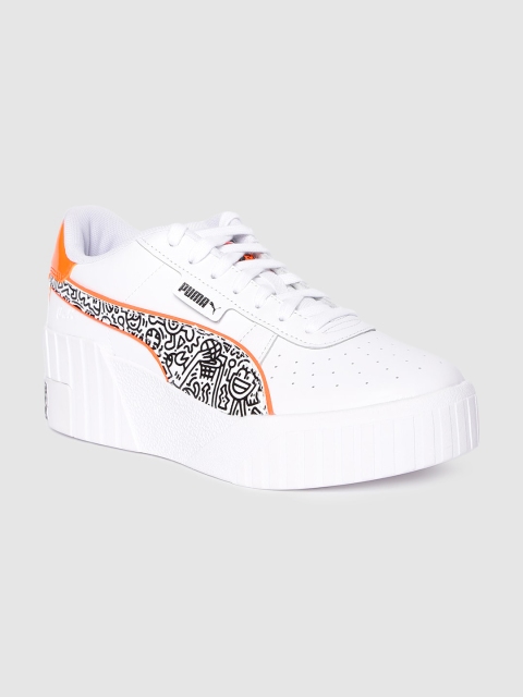 

Puma Women White Printed Cali Wedge MR DOODLE Leather Sneakers